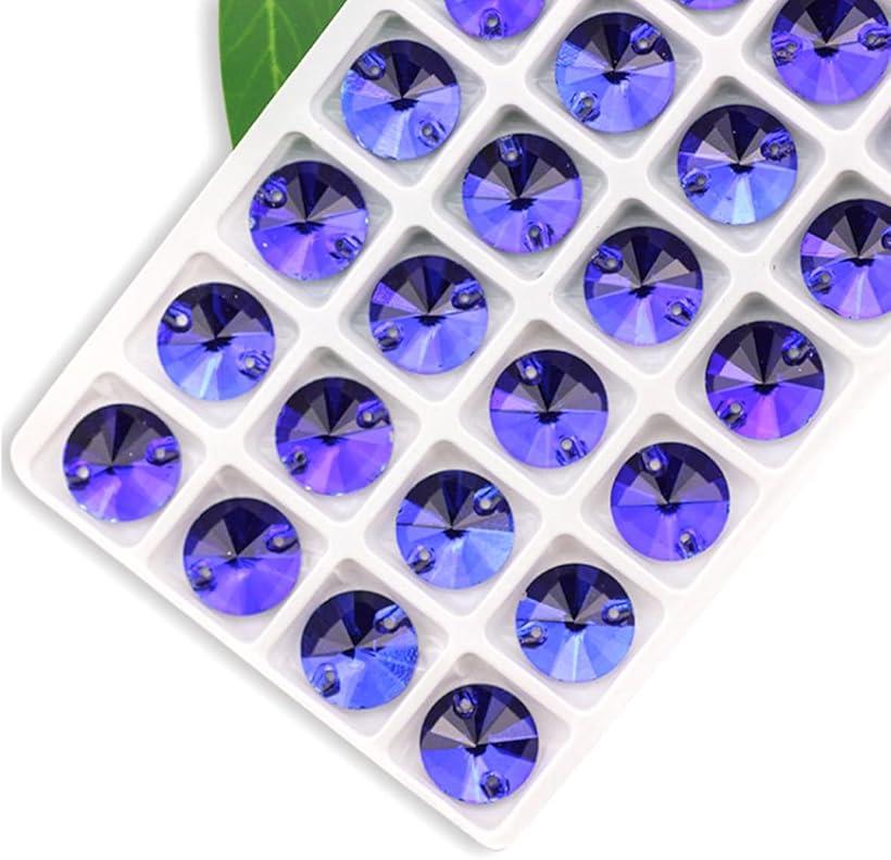 装飾用 ガラスビジュー ガラスストーン 高輝度 パーツ ソーオン ソーオンビジュー ガラスビーズ ラインストーン 丸型 手芸用 縫い付け 縫いつけビジュー 衣装パーツ 10mm ブルー(ブルー)