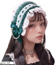 ロリータ ヘッドドレス カチューシャ レース リボン ゴスロリ 髪飾り 萌え メイド(green, 普通)