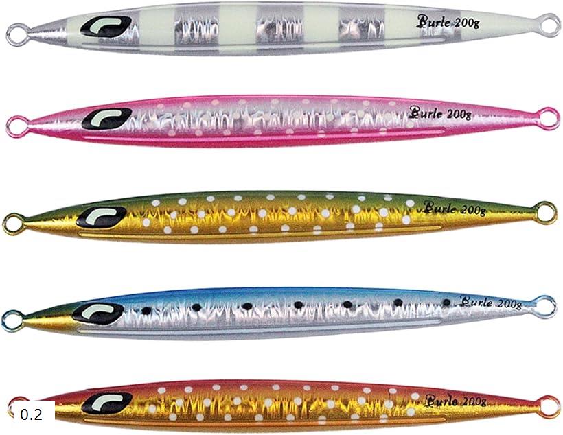 メタルジグ ロング 釣り 魚 ルアー マグロ レーザー 銛 コーティング 3d 深海 タコ釣り シーバス 200g 5個 セット