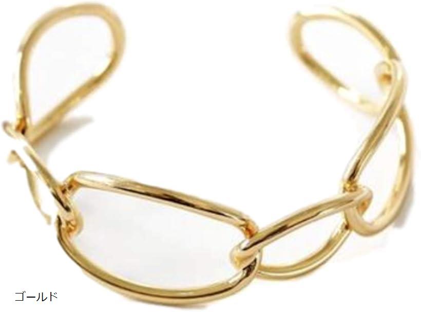 バングル ブレスレット チェーンカフ レディース ゴールド (ゴールド, ワンサイズ)