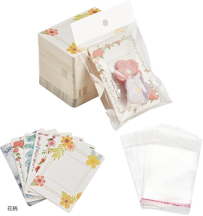 120枚 ヘアピン 台紙 6種 アクセサリー台紙 ヘアゴム収納 ヘアクリップ用 ディスプレイカード ヘアリボン台紙 ハンドメイド ジュエリー収納 包装資材 (花柄)