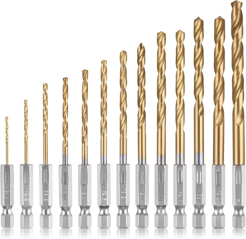 13本セット ドリルビットセット 木工用 六角シャンクドリルセット 六角ドリルビットセット 金属用ドリ..