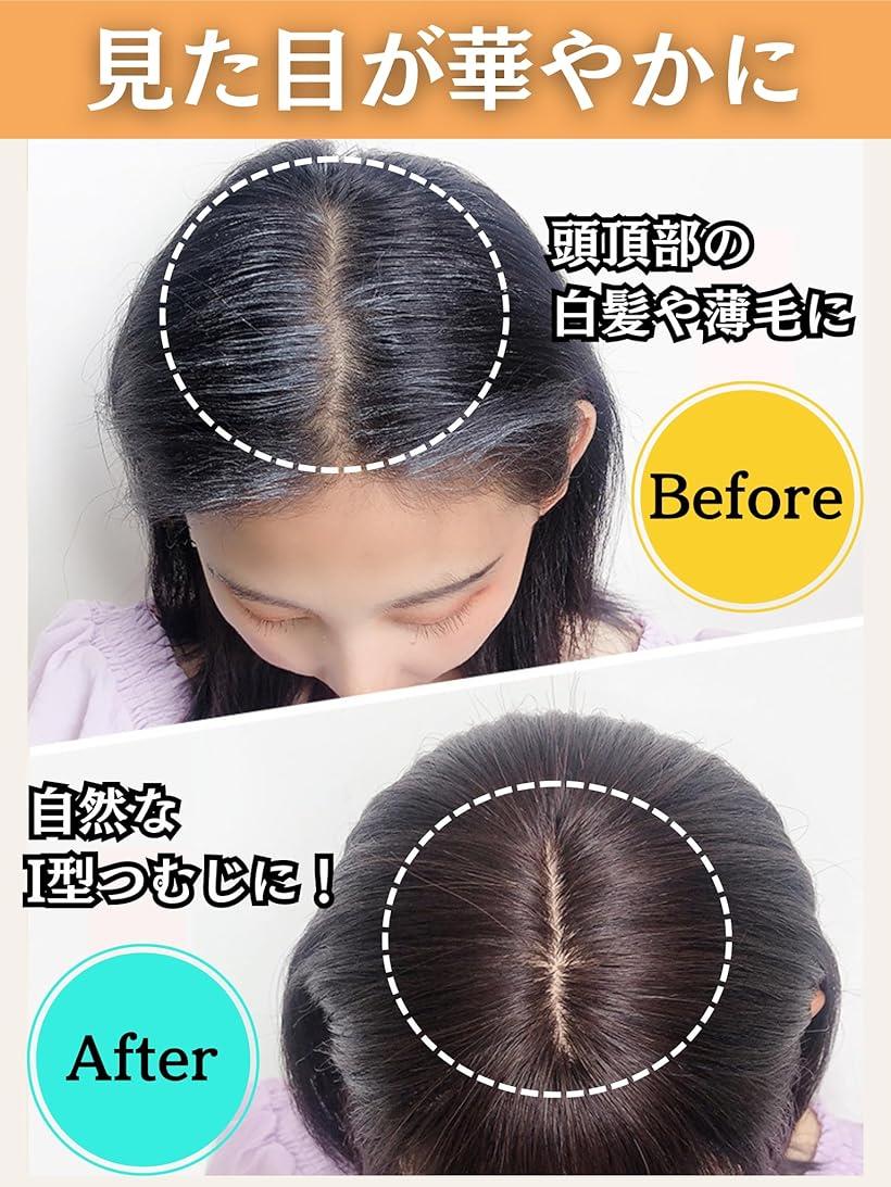 部分ウィッグ ヘアピース 分け目自由自在 総手織り ポイントピース ミセス 自然 かつら 女性 レディース 人毛100% ストレート セミロング ナチュラルウィッグ 25cm(ナチュラルブラウン, 9x14cm (S))
