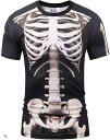 スケルトン 風 おもしろ 3D プリント Tシャツ 骨 骸骨 レントゲン コスプレ ジョーク グッズ メンズ(XL)
