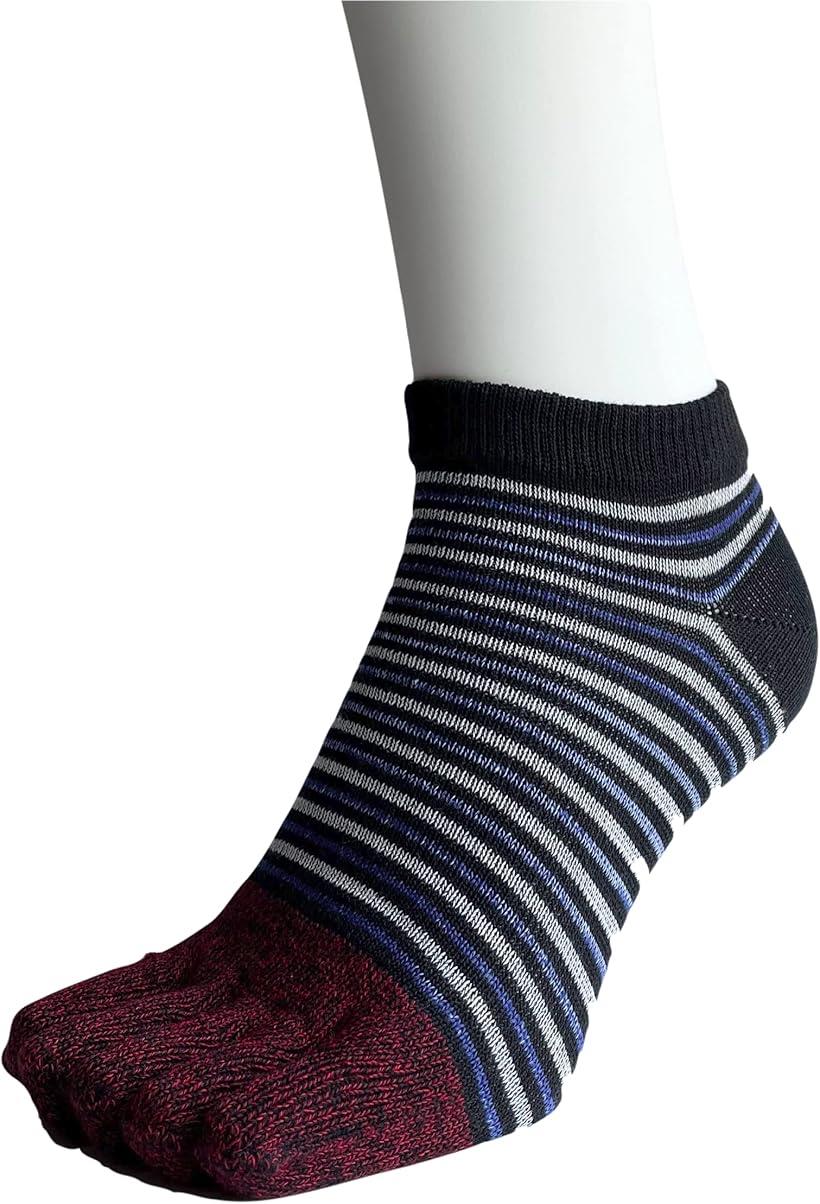 5本指靴下 レディース くるぶし ショート ソックス 5本指ソックス かわいい おしゃれ 薄手 夏 綿混 スニーカーソックス 5足セット 柄はお任せ(紺、グレー、ベージュ、赤、ピンク, 23-25)