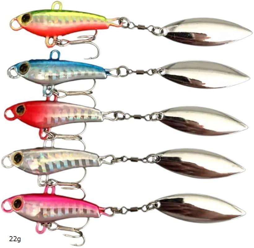 スピンテール ジグ ブレード 釣り ケース付き ルアーセット ルアーケース フック 青物 バス 5色セット 22g (5色, 22g)