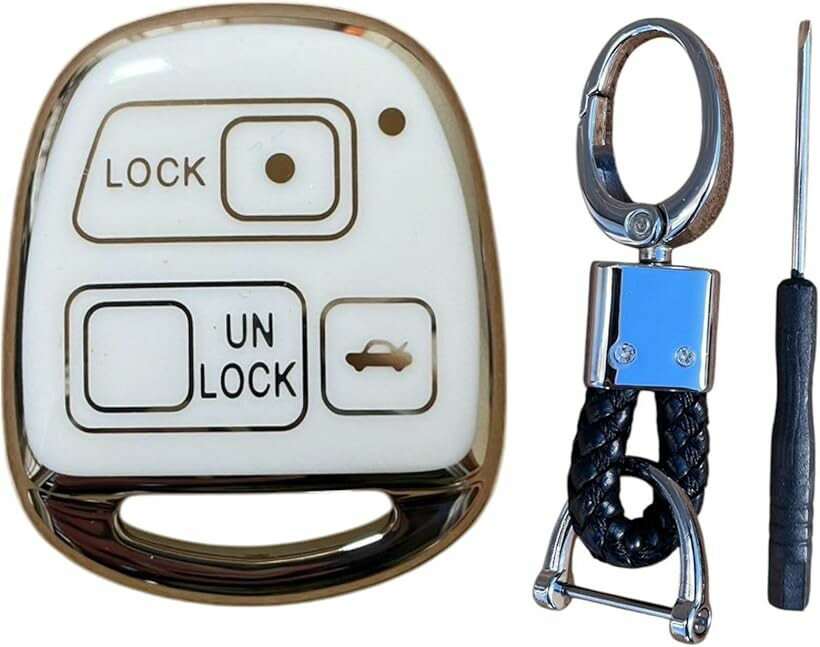 互換品 社外 キー ケース カバー TPU トヨタ ダイハツ ハリアー RAV4 タント ムーヴ アルファード ノア ヴォクシー 白3ボタン (ホワイト)