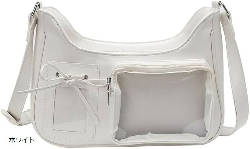 痛バッグ ショルダー ショルダーバッグ 痛バック 小さめ ミニ いたばっぐ いたばっく クリア オタ活 ぬい Y2K 推し活バッグ カバン 鞄 可愛い おしゃれ 人気 (ホワイト, コンパクト)