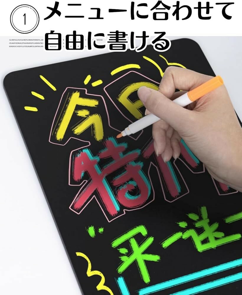 【楽天ランキング1位入賞】ブラックボード 黒板ボード 卓上 メニューボード 看板 ペンと消しゴム付き A4サイズ (ブラック) 3
