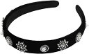 ベロア カチューシャ ブラック ヘアバンド ヘアアクセサリー レディース(Black, 1個 (x 1))