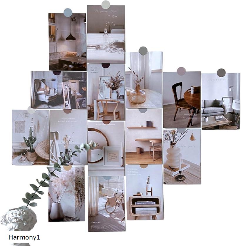 おしゃれで可愛い ポストカード 15枚セット はがきサイズ 北欧 韓国 海外 インテリア 雑貨 ミニポスター (Harmony1)