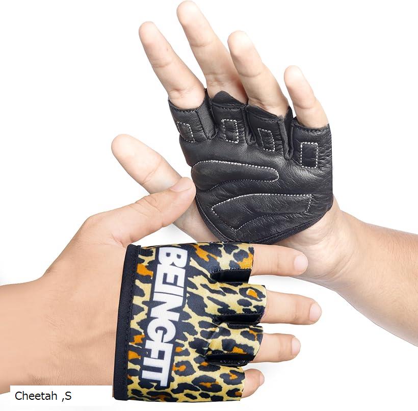 Beingfit トレーニンググローブ 筋トレ メンズ レディース 指から手のひらまで半指デザインで着脱簡単 ..