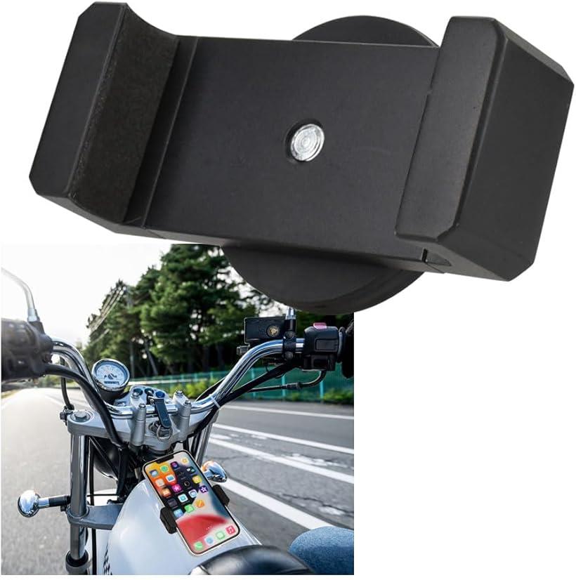 バイク取り付け用 スマホホルダー 磁石式 マグネット サイズ調整 燃料タンク 防滑仕様 カメラマウント スマホスタンド (ブラック)