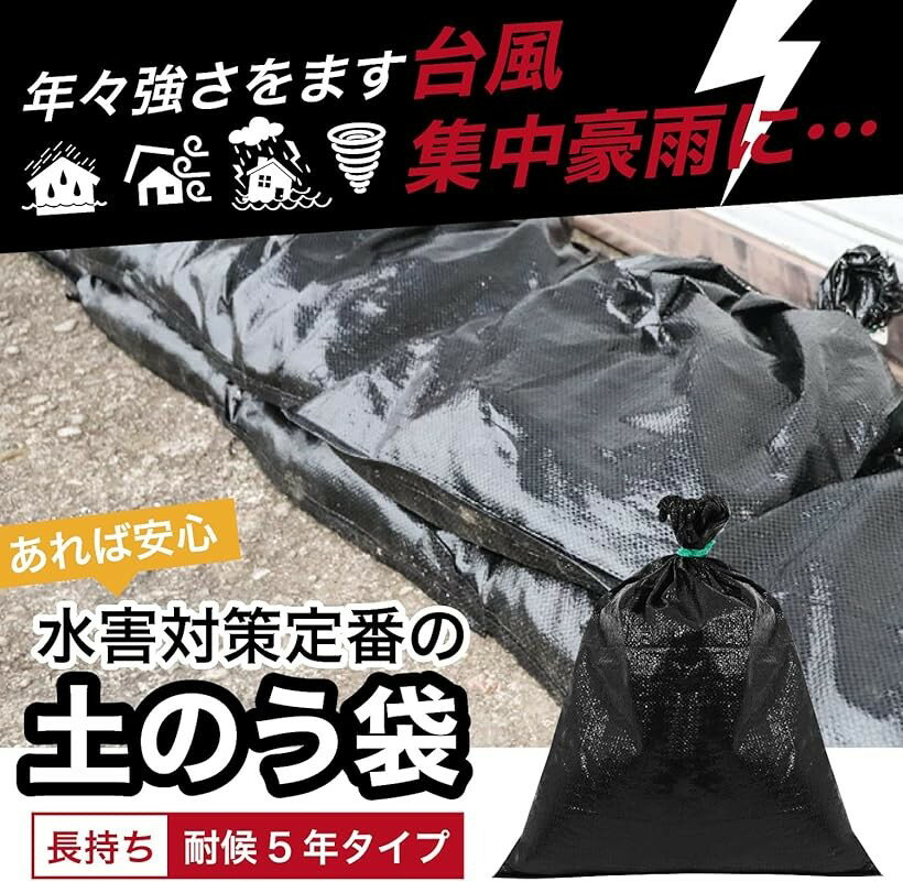 【楽天ランキング1位入賞】UVブラック土のう袋 48cmx62cm 耐候5年 50枚入り (黒)