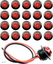 LEDサイドマーカーランプ 12V 24V 車幅灯 丸型 3LED 20個セット トラック トレーラー バス用 赤(レッド)