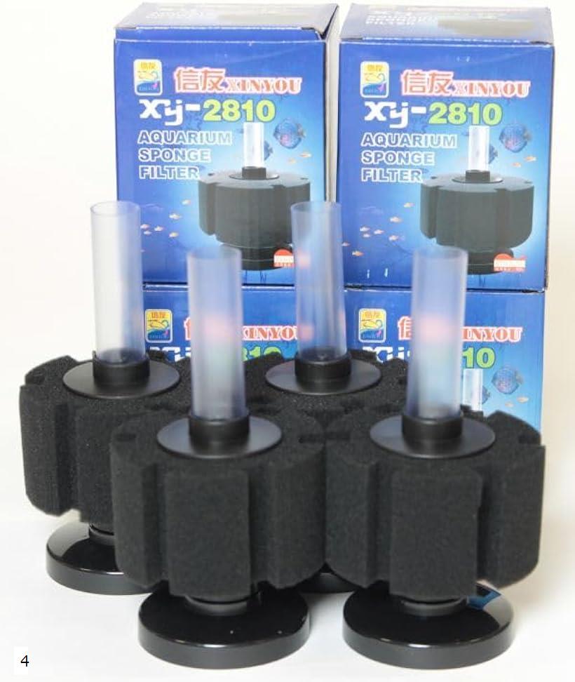 XY-2810 バイオ スポンジ フィルター 水槽 アクアリウム用 水質 改善 ろ過 淡水 海水 4 (ブラック)