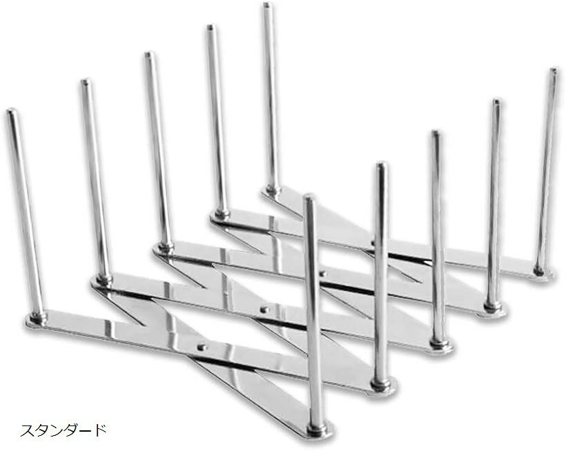 ディッシュスタンド 鍋蓋 オーガナイザー 伸縮 ステンレス 収納 (シルバー, スタンダード)