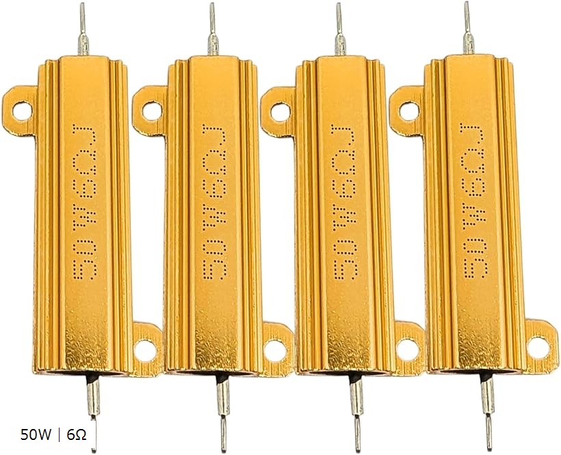 メタルクラッド抵抗 50W 巻線 抵抗器 ネジ穴付き 真空管アンプ ダミーロード ハイフラ防止 LED アルミニウム 4個 (50W｜6Ω) horiku-10241174 ホリック パッケージ画像