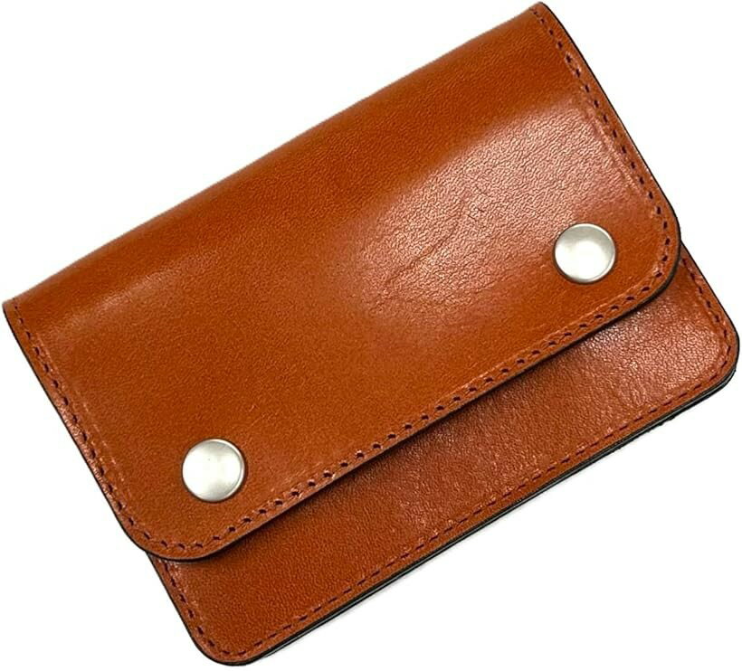 C, L, R, W - 栃木レザー ミニトラッカーウォレット ハーフウォレット コンパクト財布 (ブラウン, 縦9.0cm x 横12.5cm x 厚み3.0cm)