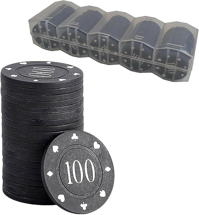 Go, Shogi, Chess, Mahjong - ポーカーチップ カジノチップ カジノコイン チップポーカー ケース付き poker chips (100枚セット（100のみ))