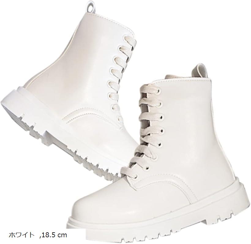 【楽天ランキング1位入賞】袴ブーツ 女の子 キッズ 子供 靴 編み上げブーツ 小学生 フォーマル 卒業式 卒園式(ホワイト, 18.5 cm)