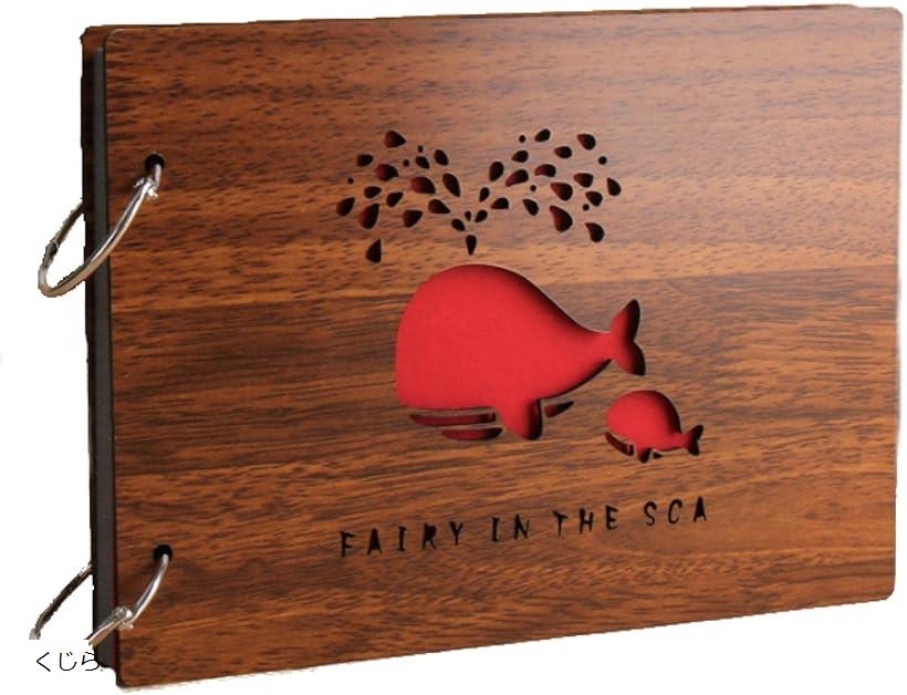 アルバム 手作り プレゼント 赤ちゃん 子供 ギフト 写真 記念日 30枚 60ページ くじら (くじら, L, ワンサイズ)