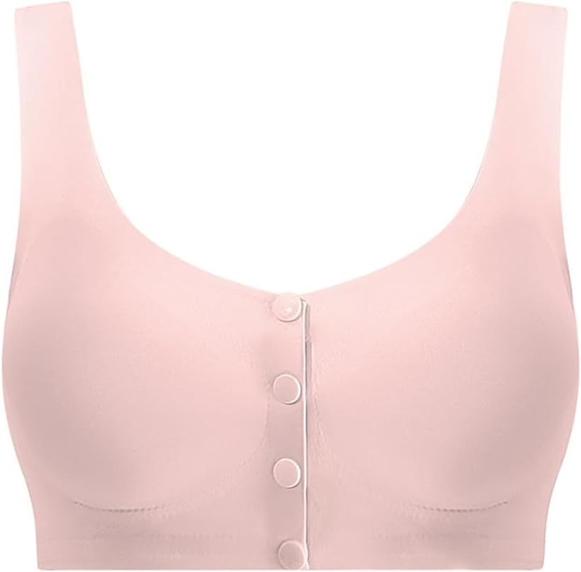 前開き 乳がん用ブラジャー 乳癌 パッド 全摘 手術後 人工乳房用 (ピンク, XL)