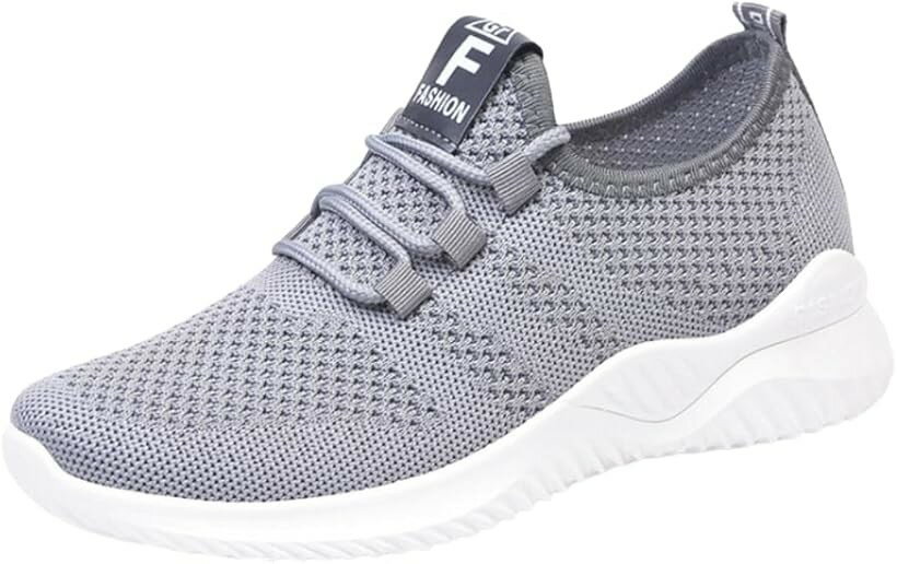 레이디스 스니커 신속하게 신을 수 있는 스포츠 슈즈 캐주얼 슈즈 트레이닝 경량 통기 통근 통학 일상용 (그레이, 24.5 cm)