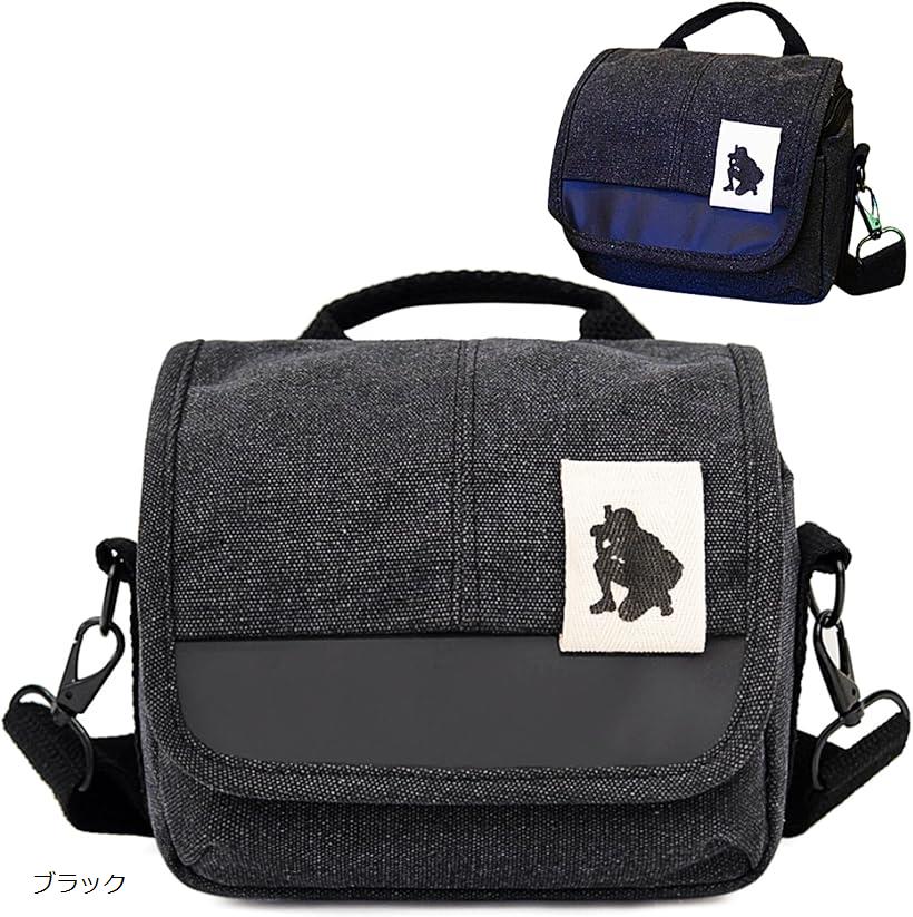 カメラバッグ カメラバック 女子 カメラケース ショルダーバッグ レディース ストラップ 一眼レフ フロントポケット ダブルファスナー ブラック (ブラック)