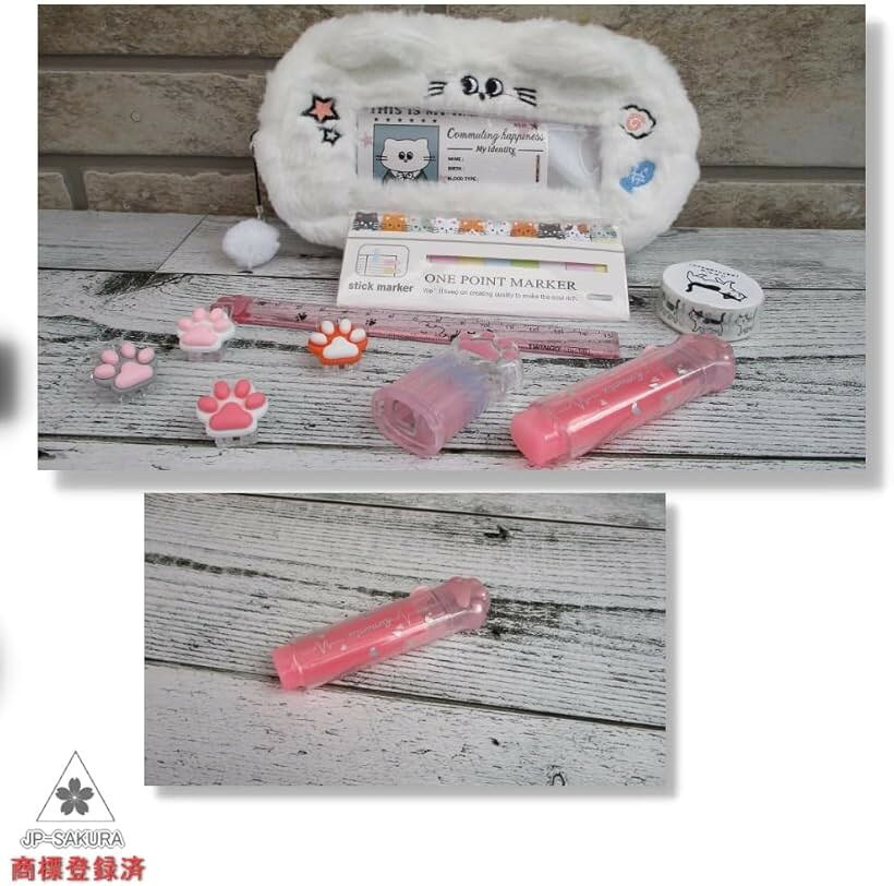 文房具セット 女の子 小学生 ペンケース 韓国 クリスマスプレゼント ネコ (ピンク) horiku-10191392 ホリック サンプル画像3