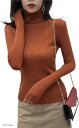 リブニット セーター タートルネック レディース 長袖 ハイネック ニットソー シンプル きれいめ(キャラメル, M)