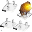 鉱石ディスプレイ 標本展示スタンド 4個セット 鉱物 天然石 パワーストーン アクリル樹脂(クリア)(3)