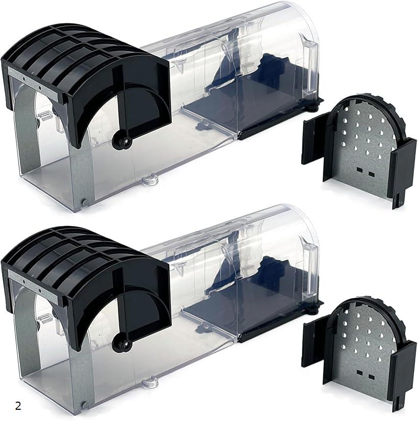 モデルノ ラ テール ねずみ駆除 ネズミ捕獲機 ねずみ捕り ねずみ捕獲機 筒形 ねずみとり 罠 小型 生け捕り 71-367-NG(黒 2個)