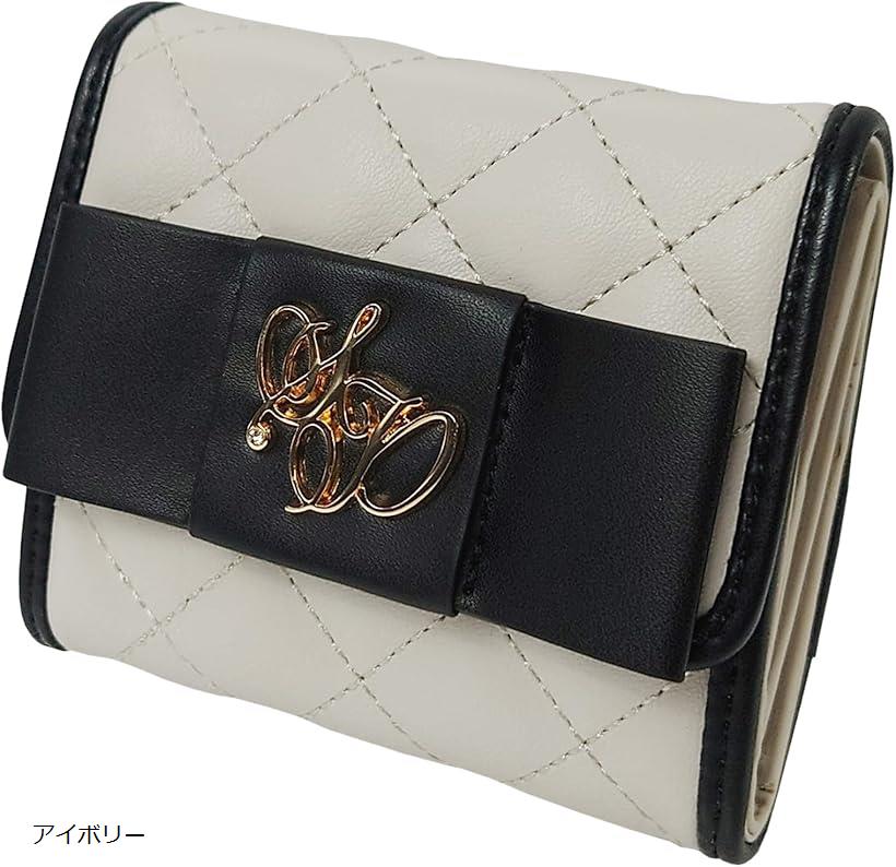 三折り財布 レディース リボン キルティング ミニ財布 小銭入れ 小さい財布 三つ折り財布 かわいい 手のひらサイズ 普段使い 量産 地雷 ゴシック R72(アイボリー)