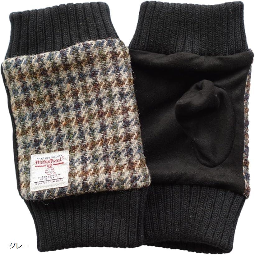 ミテーヌ レディース ハリス ツイード 指なし アームウォーマー ヘリンボーン ウール 手袋 ケース付 グ..