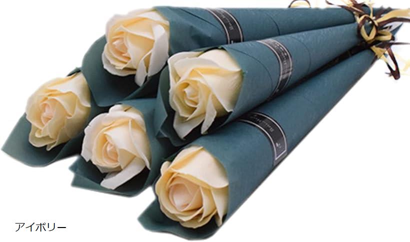 ソープフラワー バラ 造花 プレゼント ギフト 一輪 結婚式 退職 プチギフト Newタイプ SW1859単色 アイボリー6本 (アイボリー)