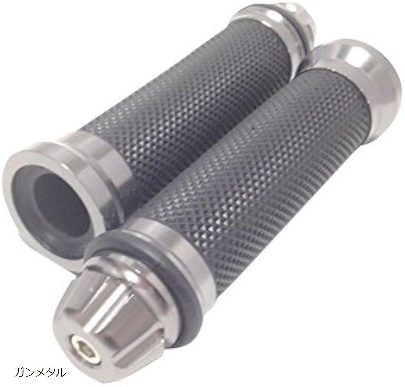 互換品 感触抜群. カスタム グリップ バーエンド 付属 アルミ バイク ハンドル φ 22.2 mm 341 ガンメタル nkr-an353 (ガンメタル)