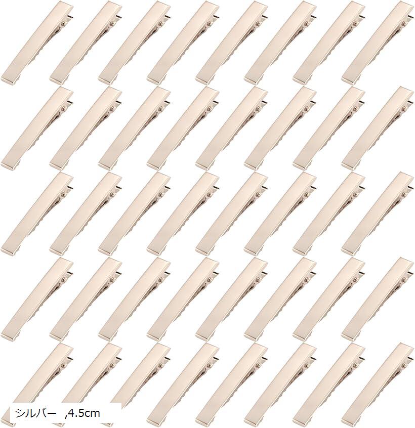 ヘアクリップ 約40個入り ヘアピン 髪留め 金具 ヘアアクセサリー パーツ DIY ホビー 業務用 シルバー ..