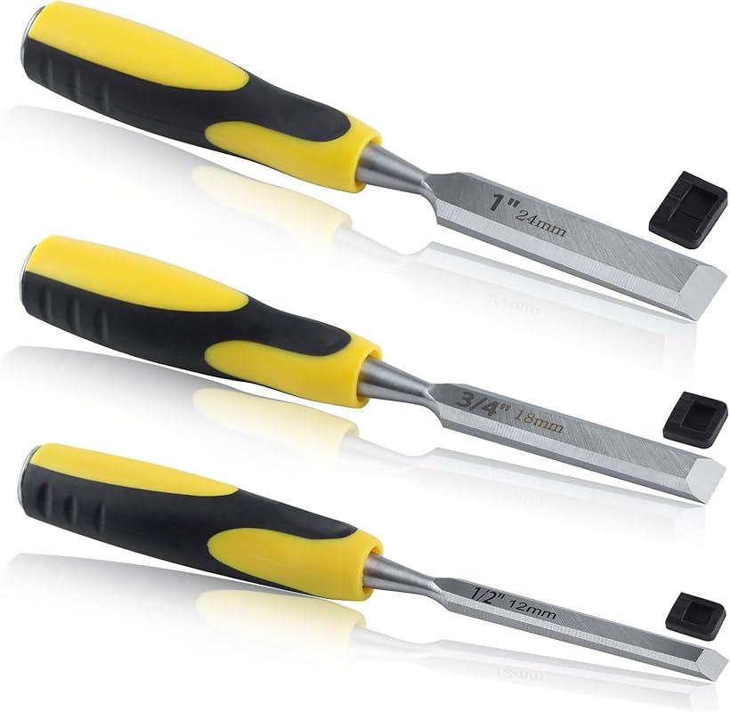 木工用ノミセット 3本セット 12mm 18mm 24mm 鑿セット ウッドチゼルセット のみ 工具 DIYのみ カッターヘッドのノミ 保護カバー ハンドツール 木工作業 木工工作(12mm 18mm 24mm)