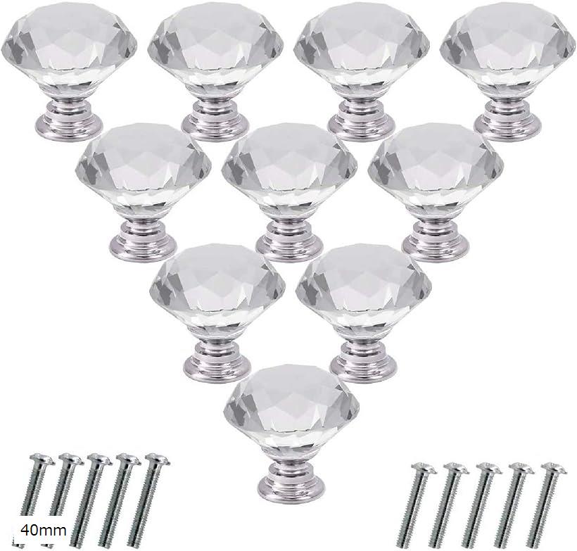 【楽天ランキング1位入賞】引き出し ノブ 取っ手 つまみ ハンドル クリスタルガラス ネジ付き 40mm幅 1..