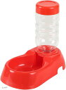 ペット用給水器 ペットボウル 留守番 外出 猫 犬 水やり 水飲み 容器(クリア(レッド))