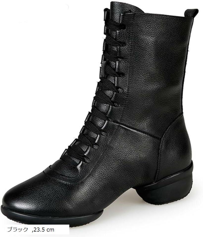 ダンスシューズ ブーツ 編み上げ ジャズダンス ヒップホップ 23.5cm (ブラック, 23.5 cm)