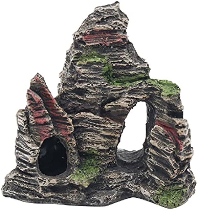 水槽 オーナメント 岩 石 置物 ディスプレイ 水槽内装 オブジェ 熱帯魚 かくれ家 ミニ 山 2