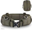 タクティカルベルト モールシステム サバゲー MOLLE コブラバックル ポーチ セット(グリーン, フリー)
