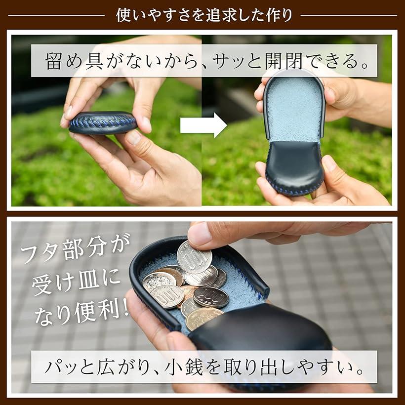 本革コインケース 小銭入れ 完全手作り 手縫い仕上げ コンパクト 使いやすさ(ダークグリーン, Medium)