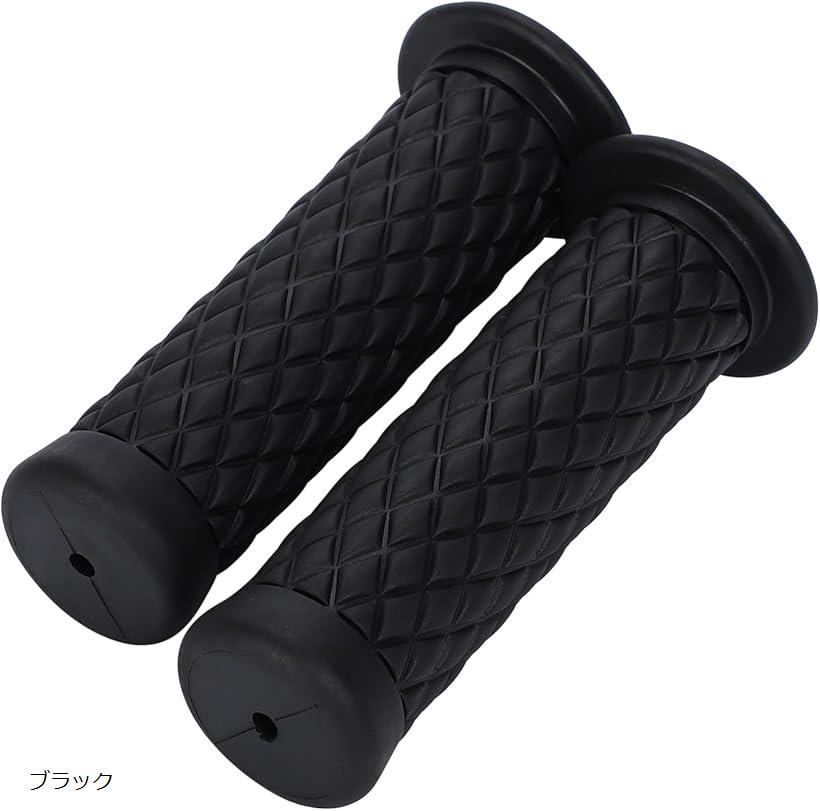 バイク グリップ 原付 ハンドル 22.2mm 非貫通 ラバーC型(ブラック, φ22.2mm)