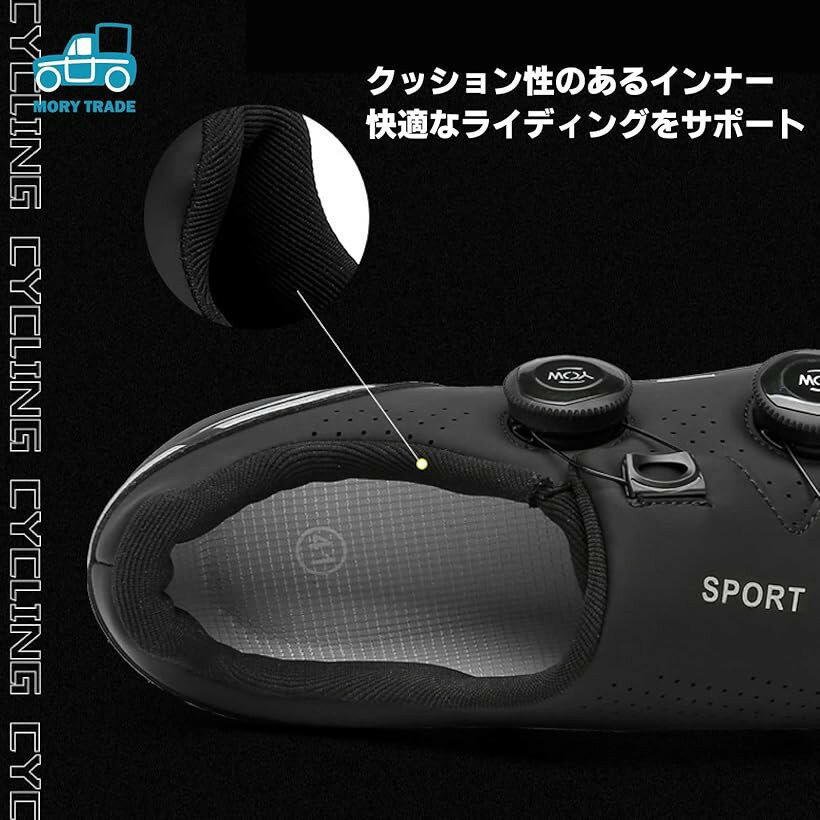 MTBシューズ ビンディング サイクル 自転車 靴 SPD (ブラック, 26.5 cm) 3