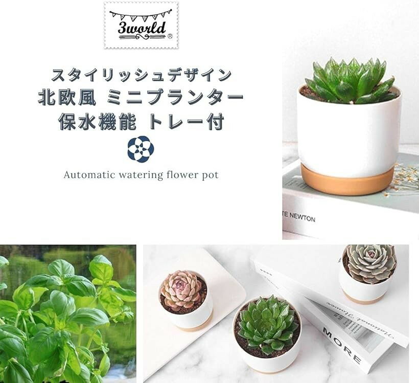 北欧風 ミニ プランター 保水機能 トレー付 シンプル ならべてkawaii 植木鉢 SW173...