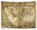 世界地図 タペストリー ポスター アンティーク 雑貨 大判 レトロ ビンテージ(ブラウン, 73x95cm)