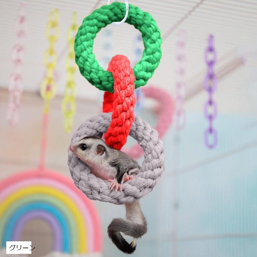 モモンガ 小動物 おもちゃ フェレット フクロモモンガ ループ ペット用品(グリーン)